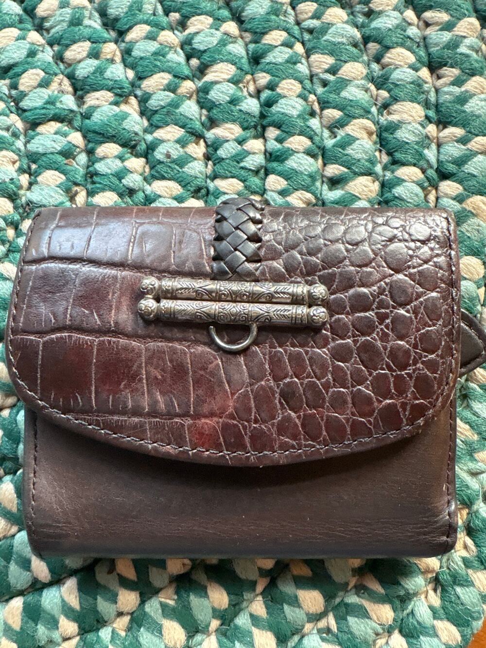 Brighton Vintage Leather Croc Wallet